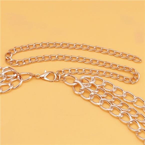 Cross Waist Chain Belt | Layered Punk Gothic Body Chain | Adjustable Metal - Picture 4 of 5